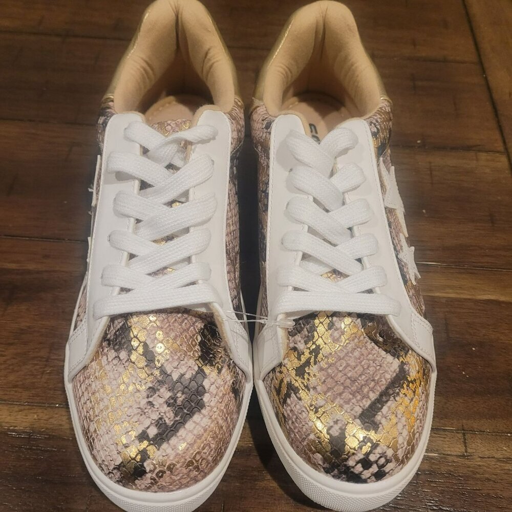 Soda Snake Print Sneakers With Gold Accents & White Stars  Size 8M - Picture 2 of 6